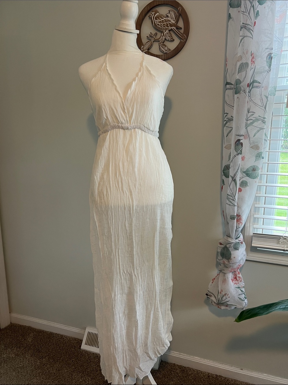 Women's White Halter Swim Coverup Maxi